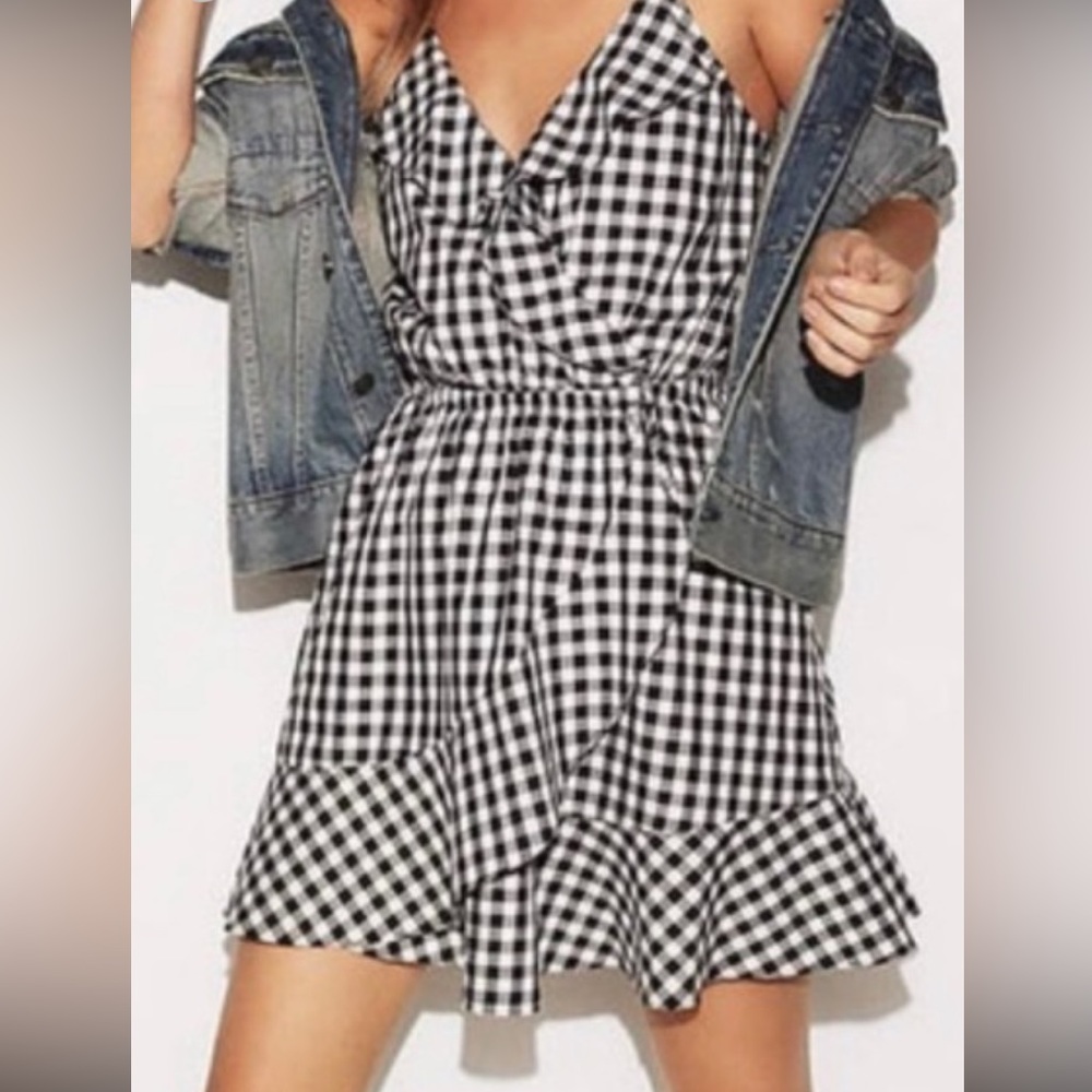 Express gingham ruffle dress